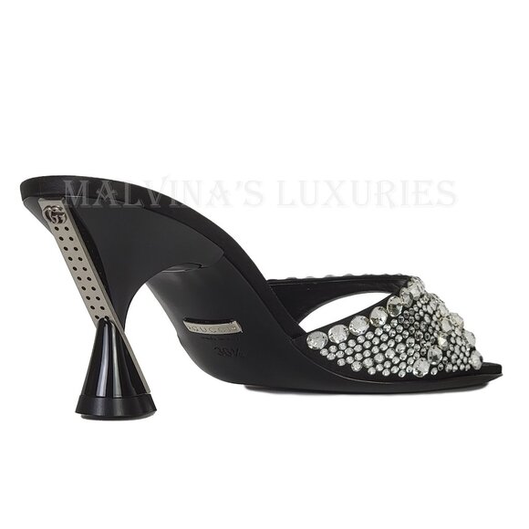 GUCCI SHOES GALACTICA CRYSTAL EMBELLISHED SATIN MULES SANDALS sz 36.5 6.5 - Picture 6 of 15